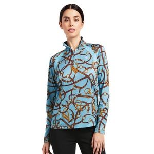 Ariat AriatTek Sunstopper 2.0 1/4 Zip Baselayer   (MILKY BLUE BRIDLE PRINT)